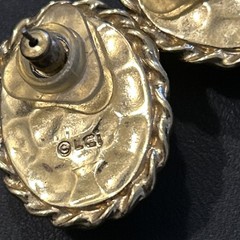 LCJ Vintage Gold Tone With Gray Faux Pear Earrings