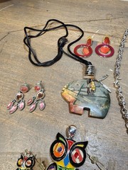 Rhinestone Bear Rainbows Owl 26 Pc Earrings, Necklaces Costume Jewelry Lot