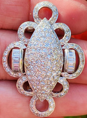 Vintage Estate 18k White Gold 3.00ct G VS Diamond Brooch/Pin/Pendant