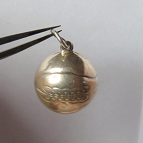 VTG 925 STERLING SILVER BASKETBALL “FRANK EVON” CHARM PENDANT 17MM IN DIAMETER