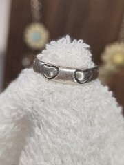 Vtg Sterling Silver 925 Heart Band Ring Size 5.75