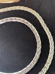 2 Piece Vintage Flat Snake Chain Necklaces 1 Gold Tone 28 in & 1 Silver 22 in.