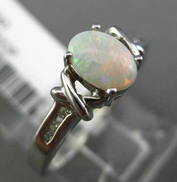 ESTATE .34CT DIAMOND & AAA OPAL 14KT WHITE GOLD 3D OVAL X LOVE FRIENDSHIP RING