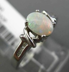 ESTATE .34CT DIAMOND & AAA OPAL 14KT WHITE GOLD 3D OVAL X LOVE FRIENDSHIP RING