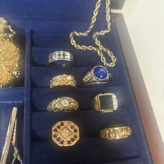 Men’s Powell Jewelry Box / Lot 30 Pc Rings Bracelets Necklaces Tie Clips Cuffs