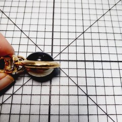 Pendant Reversible Double Sided VTG Gold Tone Faux Pearl Black Cabochon 90s