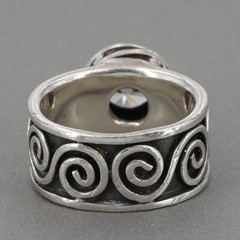 Vintage Silpada Oxidized Sterling Spiral Scroll CZ Solitaire Ring R1233 Sz 5.25