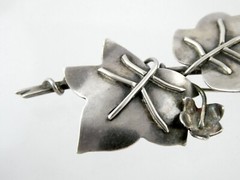 Designer OV Sterling Silver Ivy Vine Leaves Brooch Pin 925 16.5g 3.25 Inches
