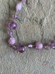 Vintage Necklace Beaded Lavender Lilac Pearl Faceted Silver Tone