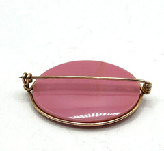 Vtg Pink Glass Gold Filled Wire Wrapped Brooch & Earrings Set Estate