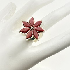 Jay King Ring Pink Stone Flower Starburst sz 6.5 Sterling Silver 925