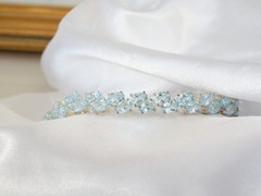 Vintage Sterling Silver 925 Double 2 Row Heated Blue Topaz Tennis Bracelet 7.5″