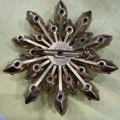 Vintage Judy Lee? Brooch Flower Blue Green Navette & Aurora Borealis Rhinestone