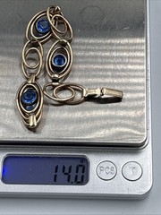 Vintage 1/20 12k On Sterling Blue Glass Stone Infinity Eye Link Bracelet 6-3/4”