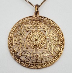 VTG 925 Ross Simons Necklace 32in Sterling Silver Vermeil 18g Asian Medallion