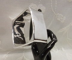 Vtg Israel Modernist Sterling Silver Sculptural Square Bangle 51 grams 1.25″ w