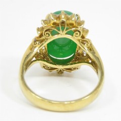 NYJEWEL 18k Yellow Gold Jadeite Jade & Diamonds Ring