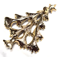 Vintage 90’s Gold Tone & Shimmering Silver Glitter Christmas Tree Pin / Brooch