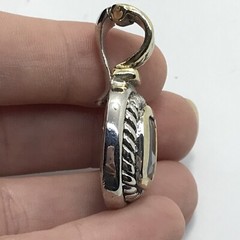 Vintage Twisted Cable Renaissance 2-Tone Black Onyx Cubic Zirconia Pendant
