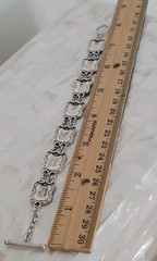 Vintage SE Thailand 925 Sterling Silver Repousse Link Bracelet 8″ L