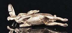 Sterling Silver Dashing Bunny Rabbit Charm Pendant Animal Cute 3D Vintage 925