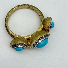 Vtg Lorenzo Sleeping Beauty Turquoise White Topaz Ring Sterling Silver Size 7
