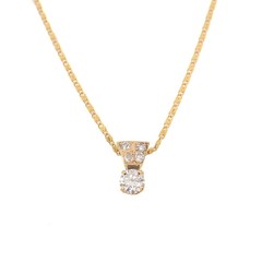 Vintage 1960s 14K Yellow Gold White 0.7 cttw Diamond Choker Pendant 16″ Necklace