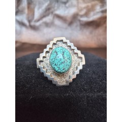 Vintage JACKSON Sterling Silver Turquoise Ring, Dan Jackson, Navajo, 6.5