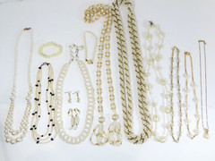 Simulated Pearls Jewelry Lot Mix Match W/ Seed 1 Signed Monet Vintage D1809