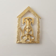 VINTAGE JJ JONETTE ENAMEL DALMATIAN DOG IN HOUSE GOLD TONE PIN BROOCH