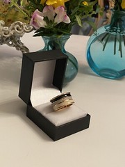 Vintage Enamel Paved Crystal Wide Band Ring