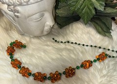 Louis Rousselet Rare Gorgeous Gripoix Green & Amber Glass In 25 Inches Long! D5