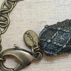 Chicos Necklace Boho Wooden Crocheted Beads Intricate Metal Woven Cord Vintage