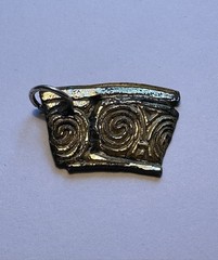 Viking Celtic Gilded Copper Curved Scroll Charm Pendant COA 022645 silver