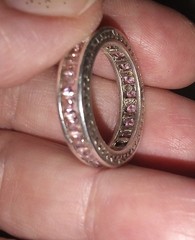 Vintage 925 Sterling Silver Pink Topaz Eternity Band Ring Original Velvet Box 6