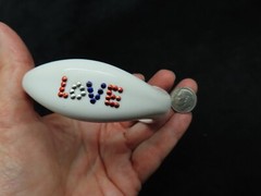 Vintage-White Lucite Irregular Shaped Red, White & Blue LOVE Bangle