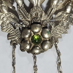 Vintage Peruvian Pendant Silver Tone Figural Peacock Bird READ