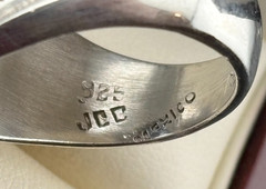 Sterling Silver Vintage Eagle Mexico 12.9 Ct Blue Quartz Ring Sz. 9 – 24.3 Grams