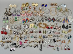 Vintage Modern Earrings Lot Pierced Glass Lucite Flower Dangle Drop 100+ Pairs