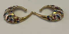Vtg Idemaria IIQuartorecchino Signed Swarovski Crystal Glamour Ear Cuff Earrings