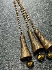 Vintage 28” Metallic Gold Faceted Beaded Chain Tassel Charm Necklace