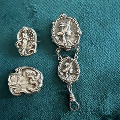 Lot of 3 Art Nouveau Sterling Watch Brooch Lot Lady Pins Dog Clip Antique READ