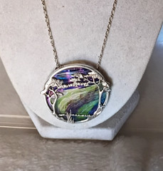 Scottish Pat Cheney/John Ditchfield Woodland Tree Sterling Poured Glass Necklace