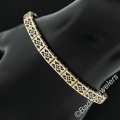 Antique Art Deco Rare Yellow Gold 7″ 5.2mm Open Filigree Work Line Bracelet