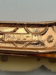 Vintage Paul-Lin Faux Ivory Elephant Bar Tie Carved Celluloid Look