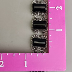 Vintage 1928 Brand Panel Bracelet Black Glass Silver Tone Filigree 7″