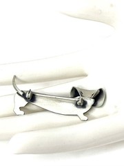 Beau Sterling 925 Dachshund Dog Brooch Pin – Vintage Figural Silver 2in