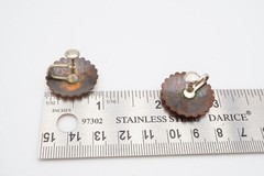 Vintage Earrings Copper Etched Concho
