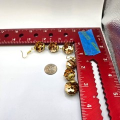 Pierced Earrings Vintage Sequins Gold Tone Three Tier Ball Dangle Retro Fashion