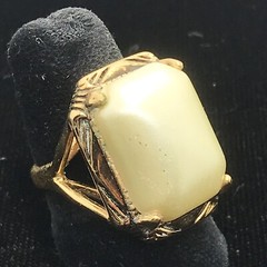 Vintage 18K HGE Gold Plated Bold Look Faux Pearl Ring varied sizes